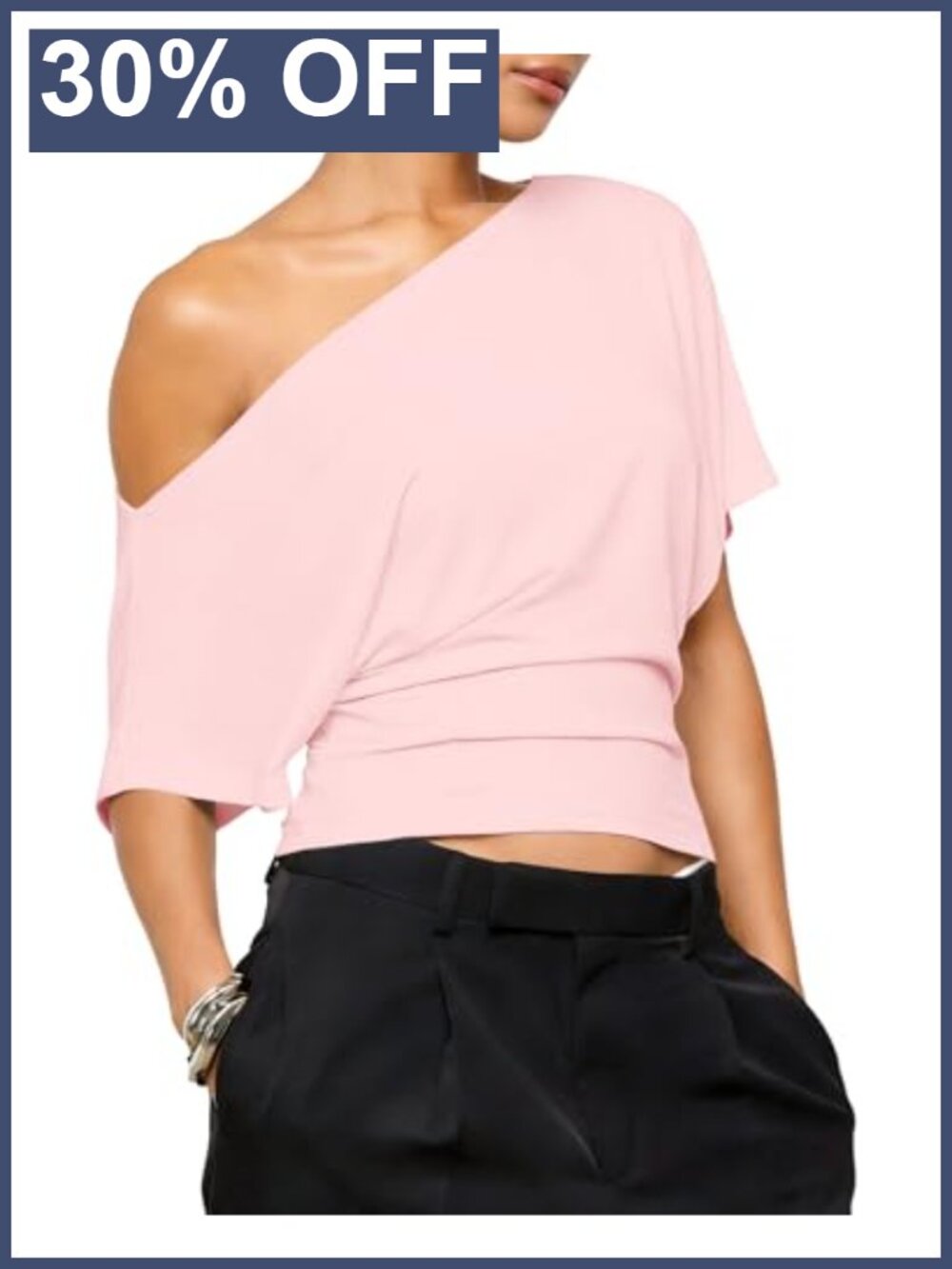 Off The Shoulder Crop Top Ruched Asymmetrical Dolman Short Sleeve